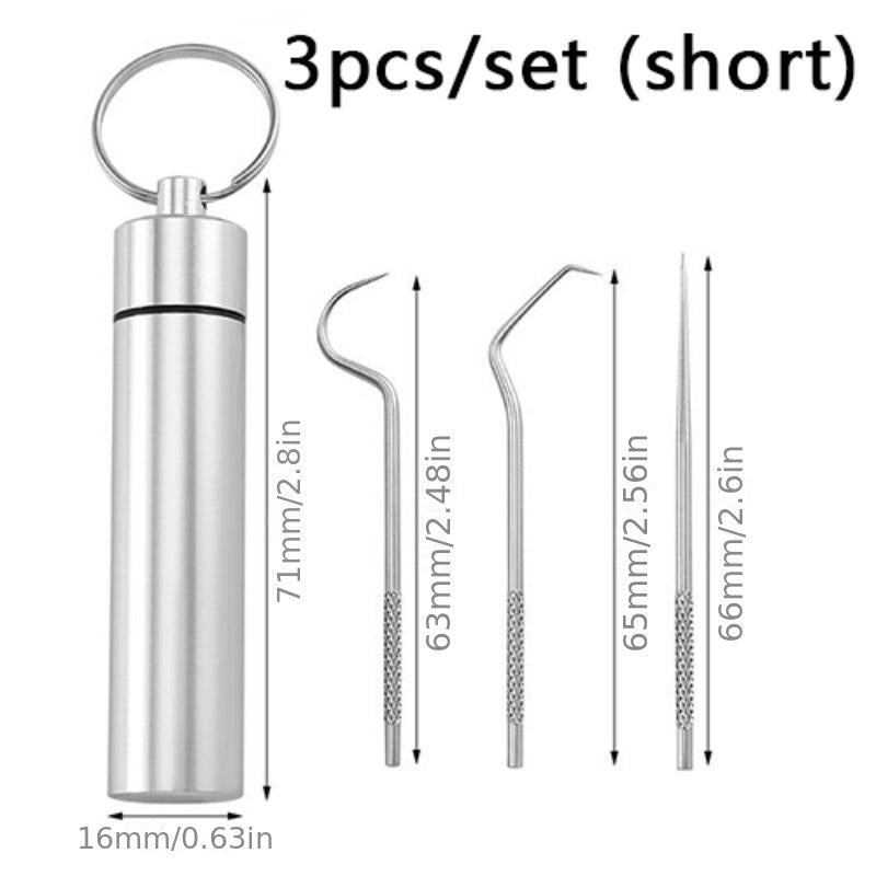 7pcs Stainless Steel Toothpick Set Flossing Reusable Toothpicks