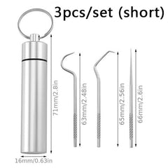 7pcs Stainless Steel Toothpick Set Flossing Reusable Toothpicks