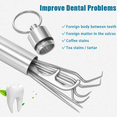 7pcs Stainless Steel Toothpick Set Flossing Reusable Toothpicks