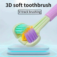 3-sided Toothbrush Soft Bristles Adults U-shaped