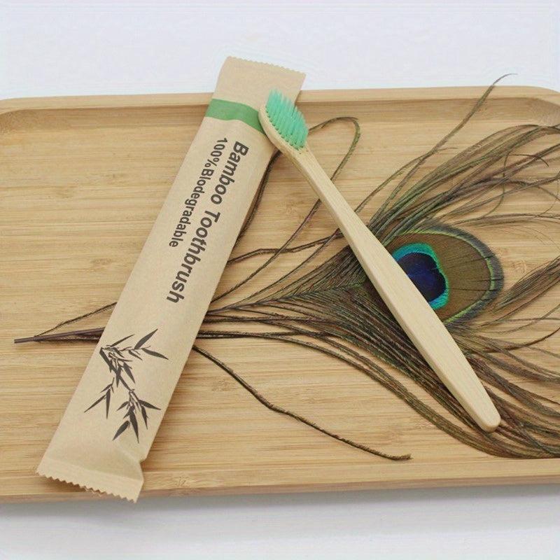 10pcs Bamboo Biodegradable Soft Bristle Toothbrushes