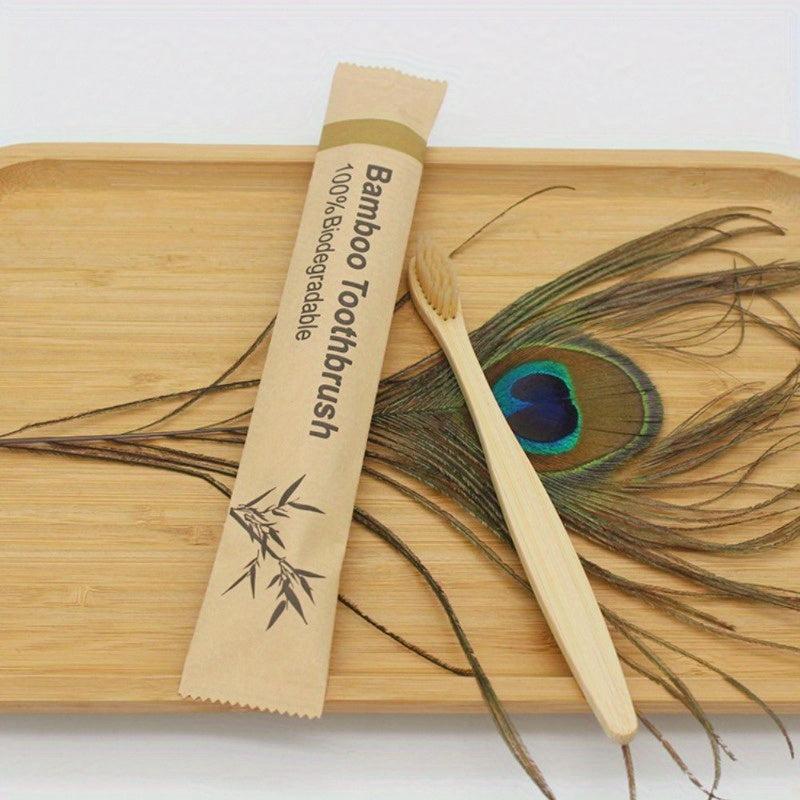 10pcs Bamboo Biodegradable Soft Bristle Toothbrushes