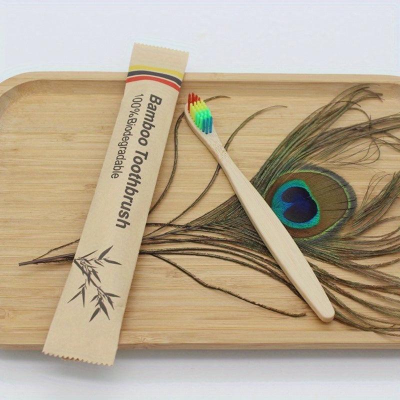 10pcs Bamboo Biodegradable Soft Bristle Toothbrushes
