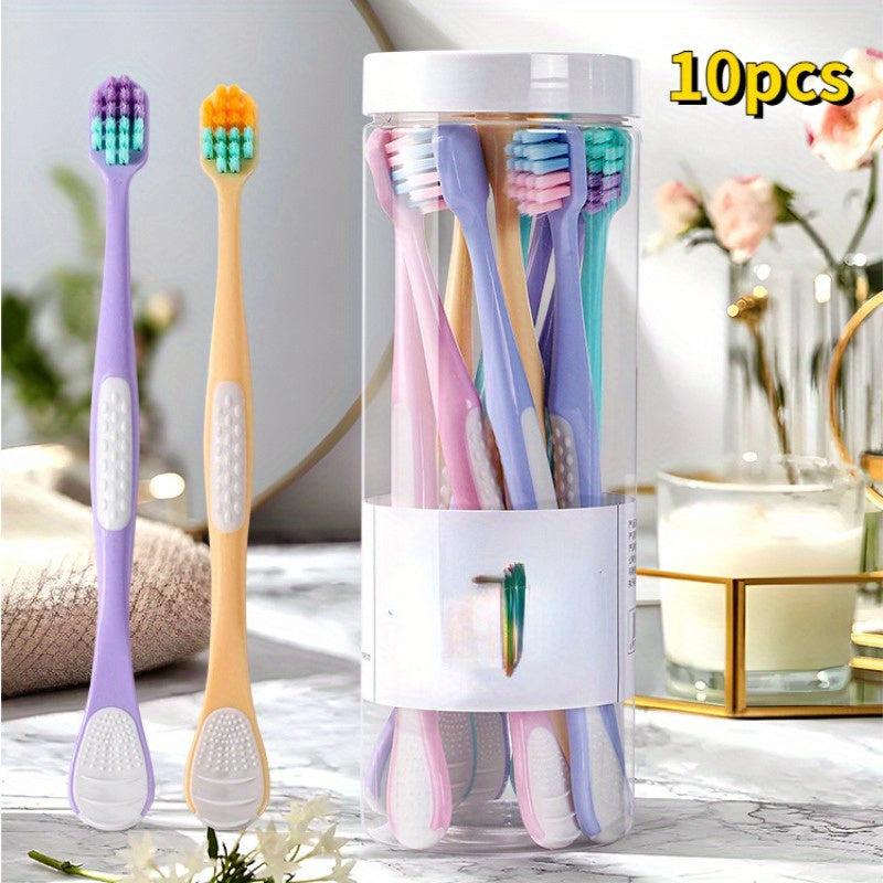 10pcs High-end Tongue Coating Toothbrush Soft Fur Wide Head Household Cleaner
