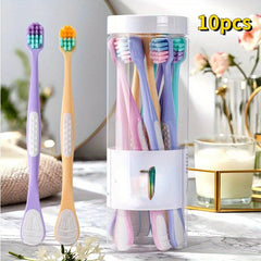 10pcs High-end Tongue Coating Toothbrush Soft Fur Wide Head Household Cleaner
