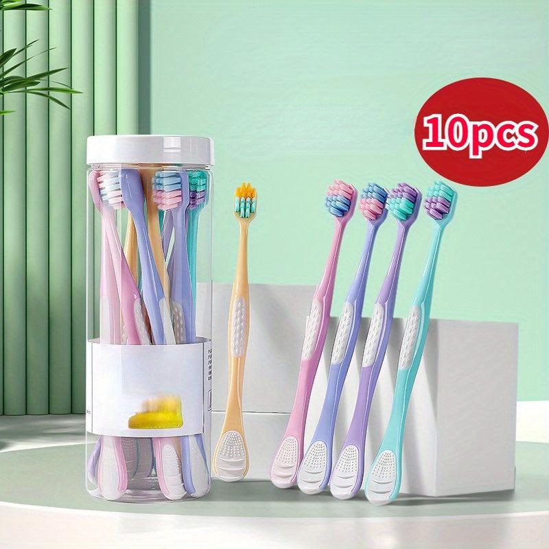 10pcs High-end Tongue Coating Toothbrush Soft Fur Wide Head Household Cleaner