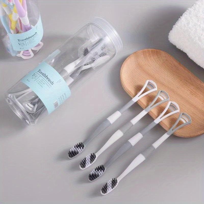 8pcs 2-in-1 Silicone Tongue Scraper Toothbrush Dual Effect Tongue Cleaning Brush