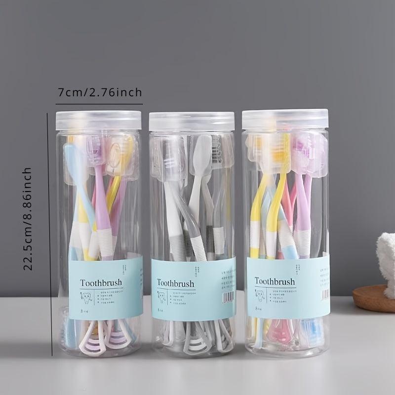8pcs 2-in-1 Silicone Tongue Scraper Toothbrush Dual Effect Tongue Cleaning Brush
