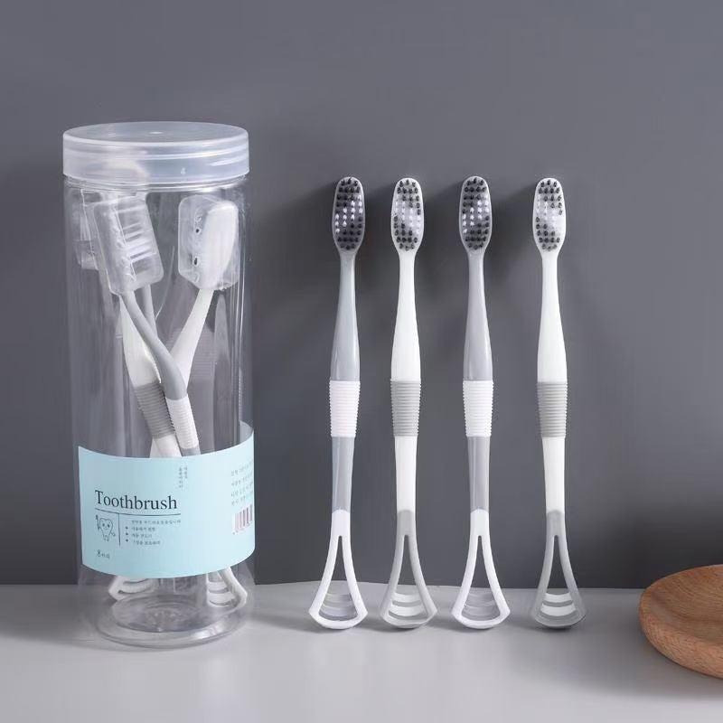 8pcs 2-in-1 Silicone Tongue Scraper Toothbrush Dual Effect Tongue Cleaning Brush