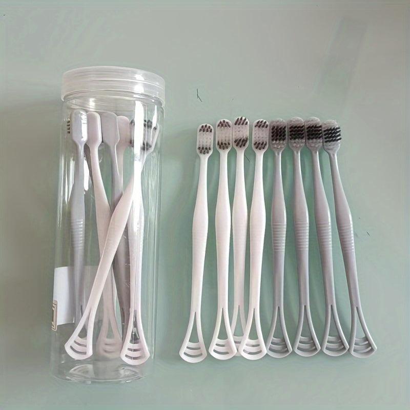 8pcs 2-in-1 Silicone Tongue Scraper Toothbrush Dual Effect Tongue Cleaning Brush