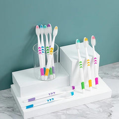 10pcs Bamboo Charcoal Toothbrushes for Oral Health - Medium Soft Bristle