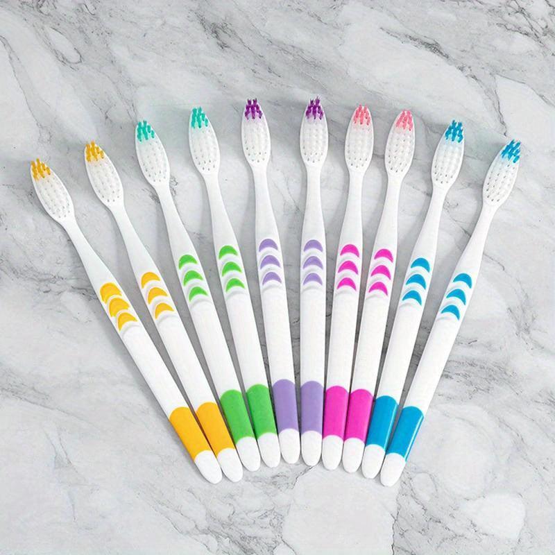 10pcs Bamboo Charcoal Toothbrushes for Oral Health - Medium Soft Bristle