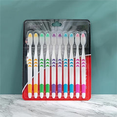 10pcs Bamboo Charcoal Toothbrushes for Oral Health - Medium Soft Bristle