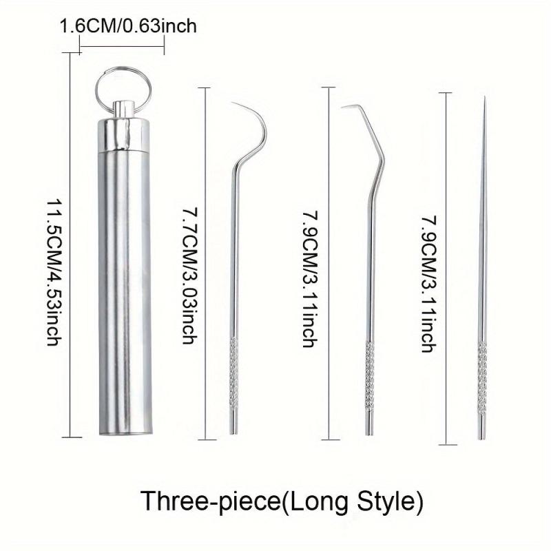 7pcs Stainless Steel Toothpicks Dental Floss Tube Oral Care Set