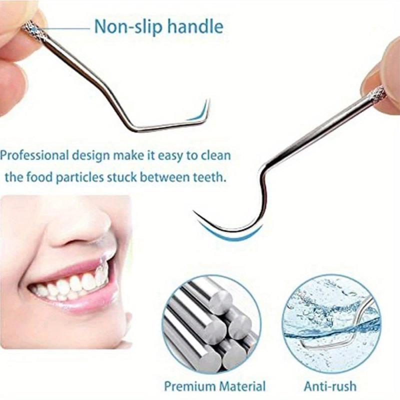 7pcs Stainless Steel Toothpicks Dental Floss Tube Oral Care Set