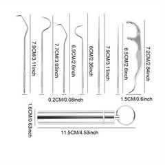 7pcs Stainless Steel Toothpicks Dental Floss Tube Oral Care Set
