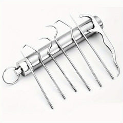 7pcs Stainless Steel Toothpicks Dental Floss Tube Oral Care Set