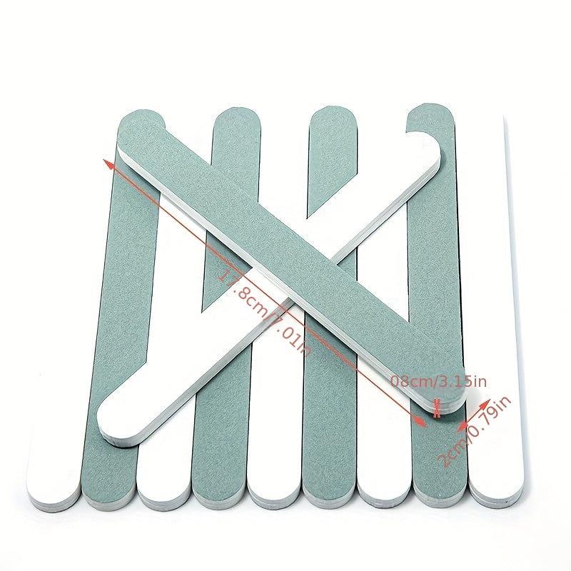 10Pcs Wenwan Manicure Polishing Files & Silvery Sticks Green Strips