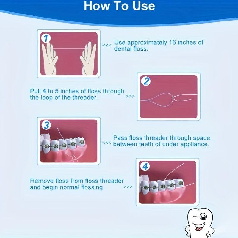 Orthodontic Dental Floss Lead Device for Braces Bridges Implants