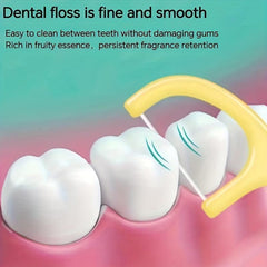50pcs Dental Flossers Pick Teeth Cleaning Fruit Flavor Disposable Tooth Flos
