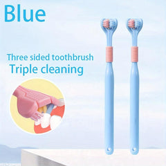 2pcs 3-sided Travel Toothbrushes Double Cleaning