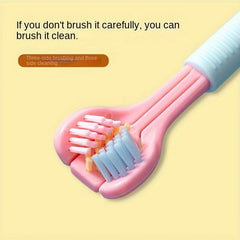 2pcs 3-sided Travel Toothbrushes Double Cleaning