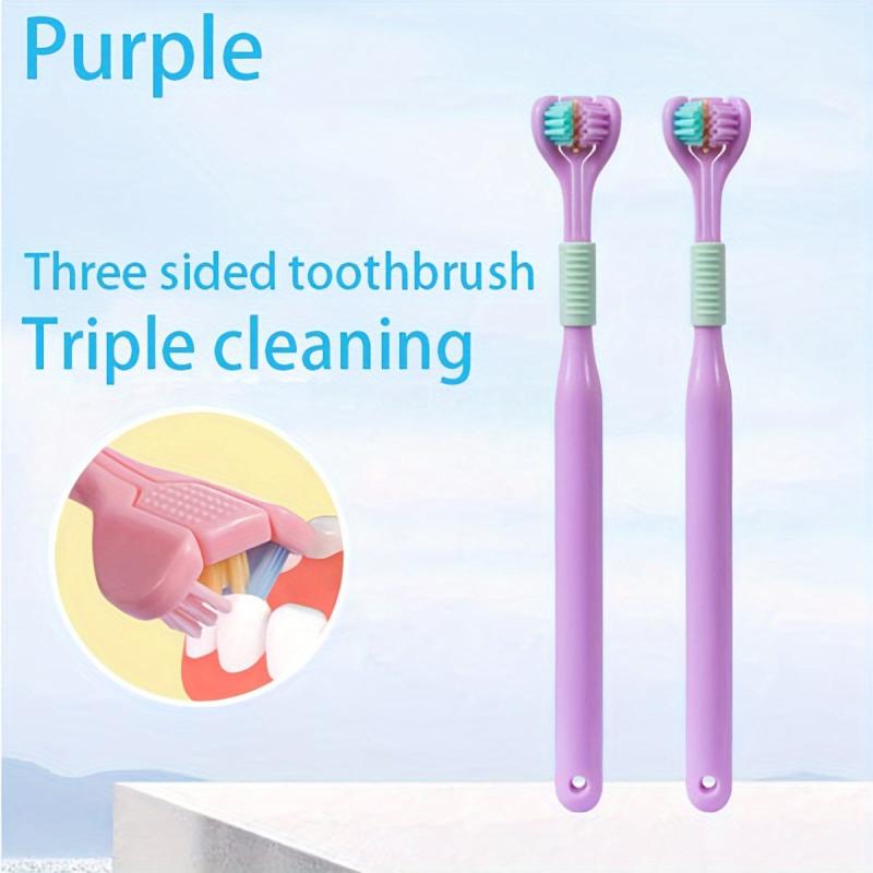 2pcs 3-sided Travel Toothbrushes Double Cleaning