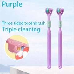 2pcs 3-sided Travel Toothbrushes Double Cleaning