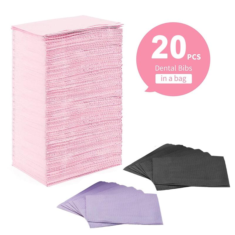 20pcs Disposable Dental Bibs 33x45.3cmx45 3 Ply Waterproof Tattoo Bib Sheet