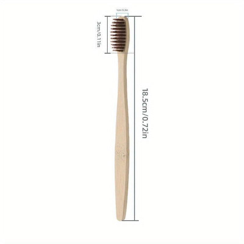 10pcs Bamboo Toothbrush Set, Eco-Friendly Single Cowhide Wrapped, Natural