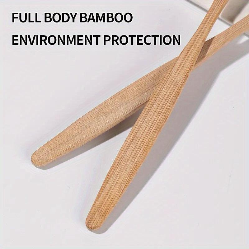 10pcs Bamboo Toothbrush Set, Eco-Friendly Single Cowhide Wrapped, Natural