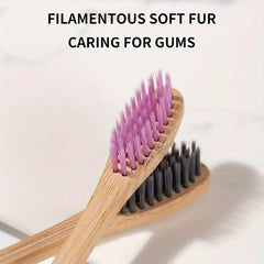10pcs Bamboo Toothbrush Set, Eco-Friendly Single Cowhide Wrapped, Natural