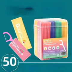 50pcs Colorful Fruit Flavored Floss & Toothpicks Pack