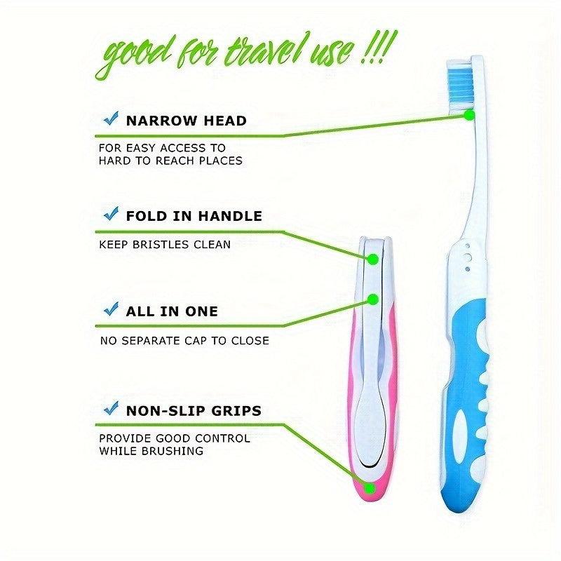 Portable Folding Toothbrush Soft Bristles for Camping Hiking Backpacking Travel