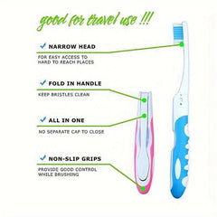 Portable Folding Toothbrush Soft Bristles for Camping Hiking Backpacking Travel