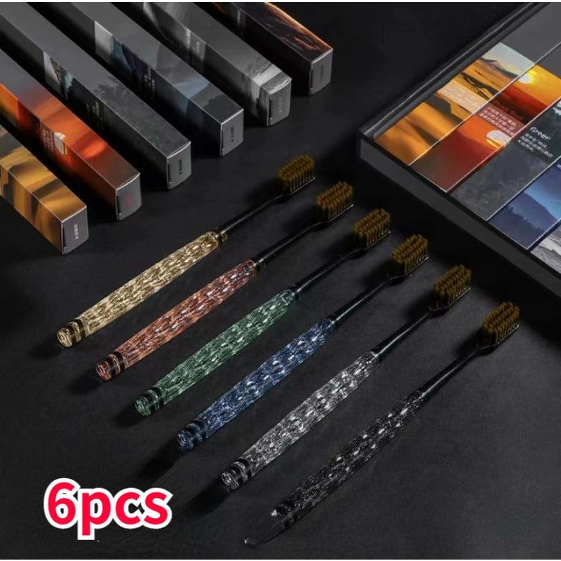 6pcs High Toothbrush with Crystal Handle