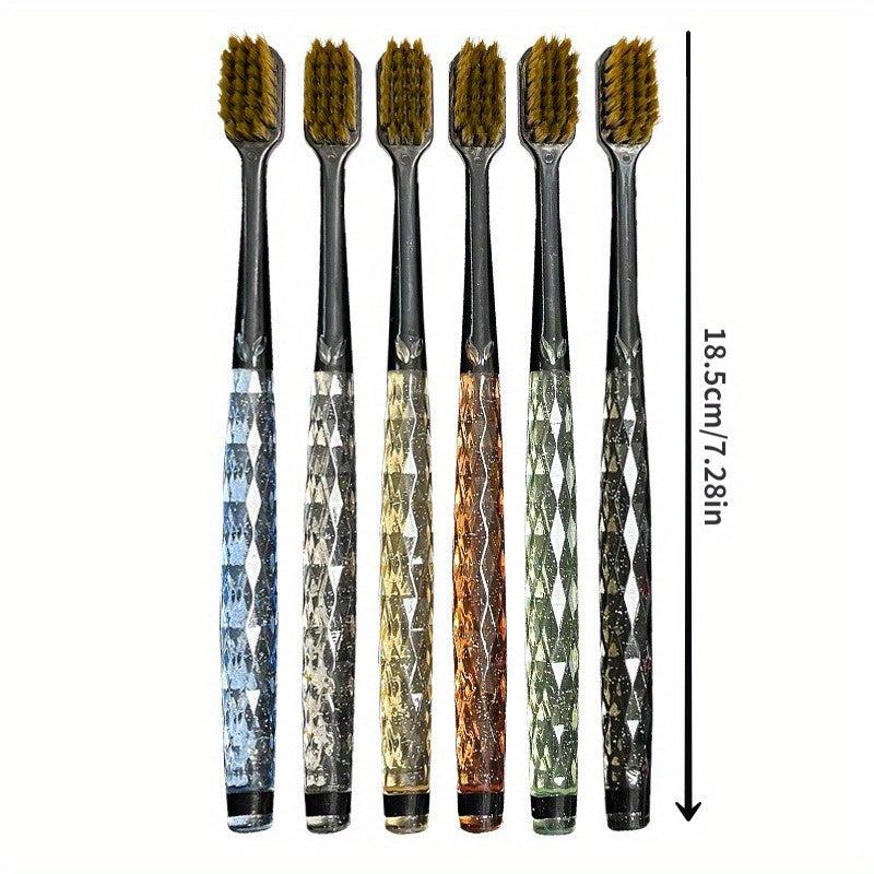 6pcs High Toothbrush with Crystal Handle