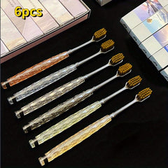 6pcs High Toothbrush with Crystal Handle
