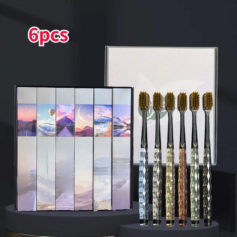 6pcs High Toothbrush with Crystal Handle