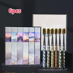 6pcs High Toothbrush with Crystal Handle