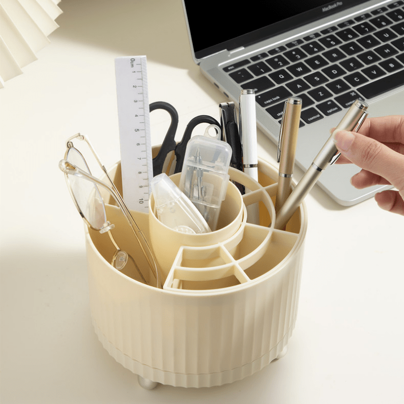 DIY Plastic Rotary Pen Container Office Desk Stationery Storage Box