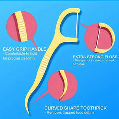 50pcs Ultra Thin Disposable Dental Floss Picks Fruit Flavored Toothpicks