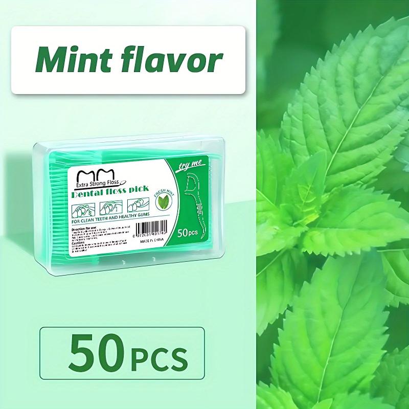 50pcs Ultra Thin Disposable Dental Floss Picks Fruit Flavored Toothpicks