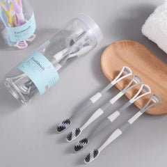 Manual Toothbrush with Silicone Tongue Scraper Bristles