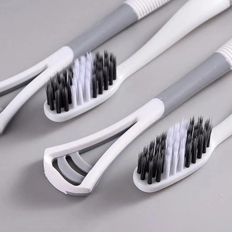 Manual Toothbrush with Silicone Tongue Scraper Bristles
