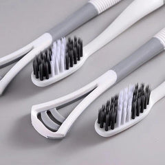 Manual Toothbrush with Silicone Tongue Scraper Bristles
