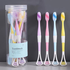 Manual Toothbrush with Silicone Tongue Scraper Bristles