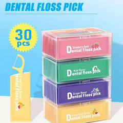 30pcs Thin Smooth Disposable Floss Fruit Flavor Stick Portable Box