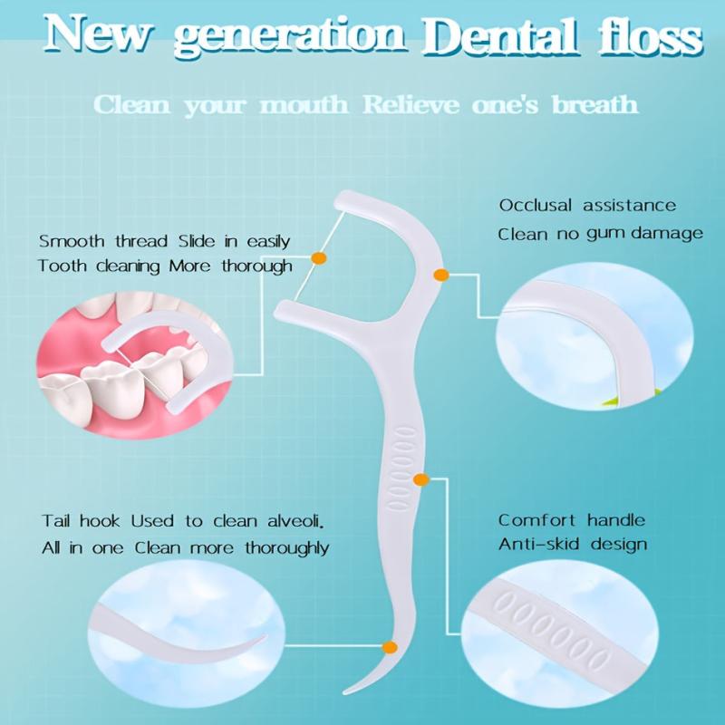 50pcs Dental Floss Sticks for On the Go Oral Care - Portable Polymer Picks