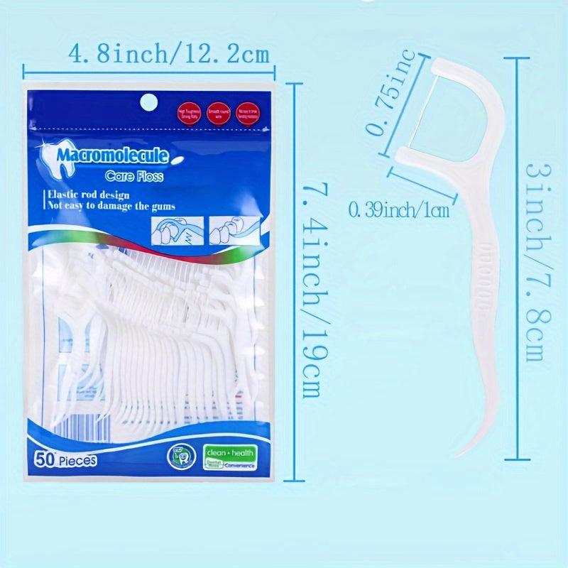 50pcs Dental Floss Sticks for On the Go Oral Care - Portable Polymer Picks